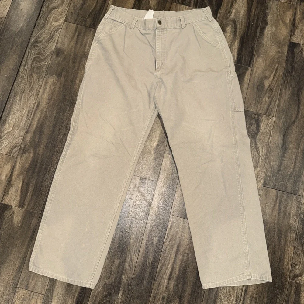 Carhartt Pants Mens 36x32 Gray B11 Original Dungaree Fit Work Carpenter Canvas - Picture 1 of 9